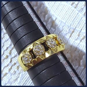 Yellow Goldtone Ring with Faux White Sapphires
